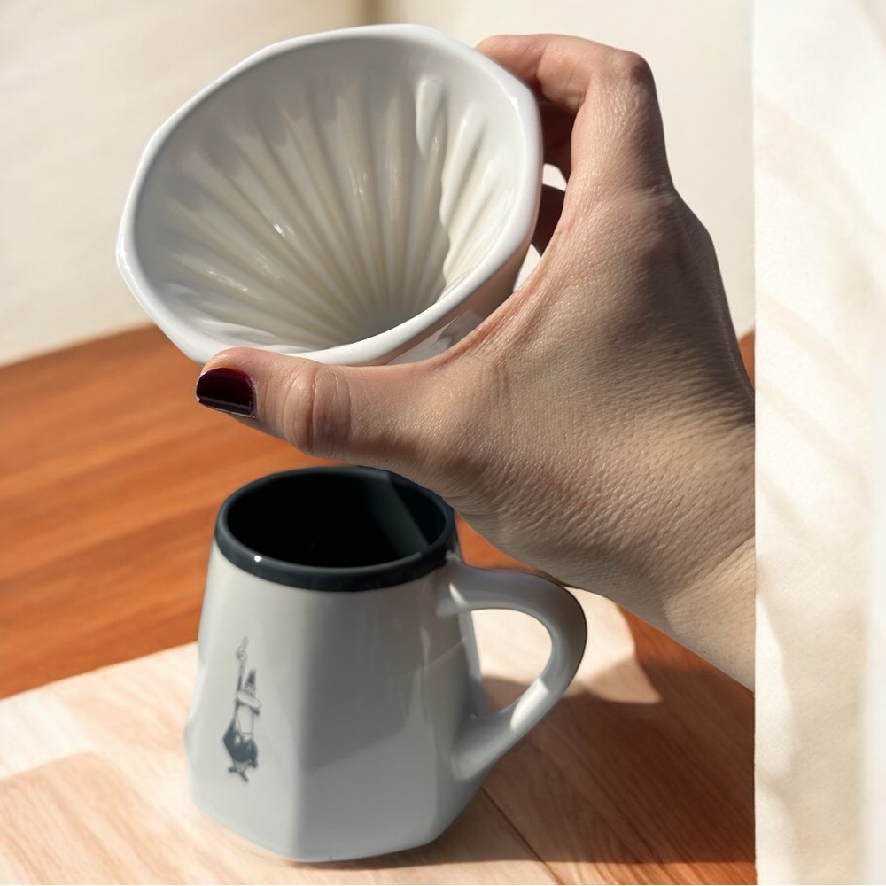 Bialetti 6750 2 Ceramic Coffee Dripper and Mug Set - White